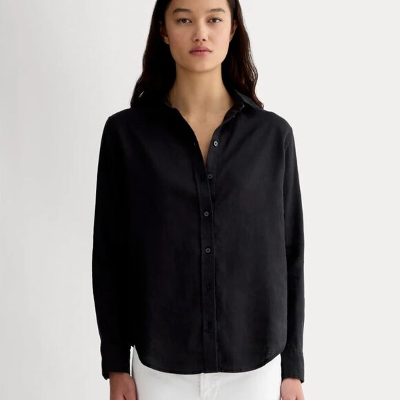 Everlane Must-Have Linen Shirt in Black, size 6 - Picture 7 of 8